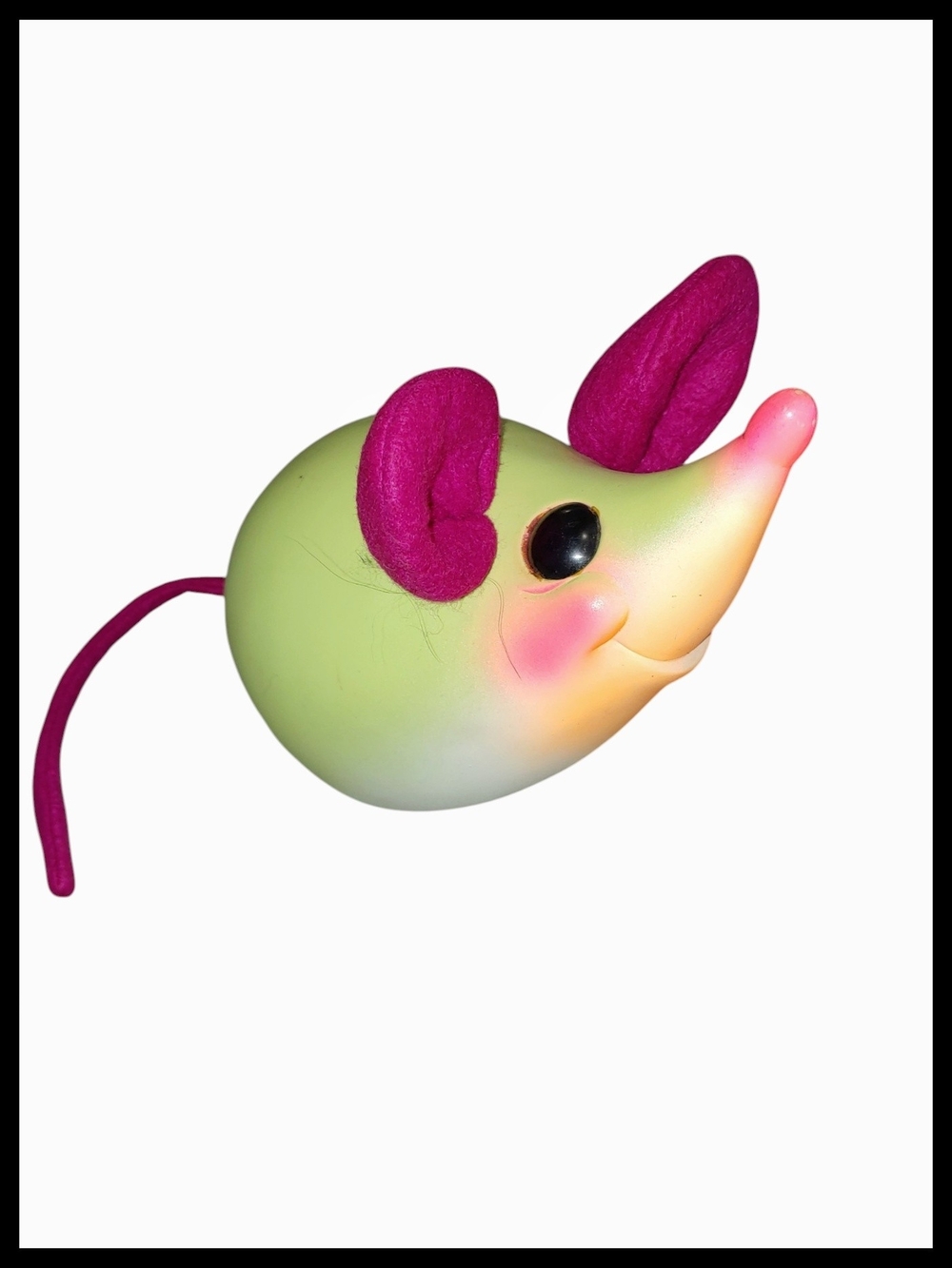Vintage Mouse Coin Bank - Lime Green & Magenta - Picture 2 of 7